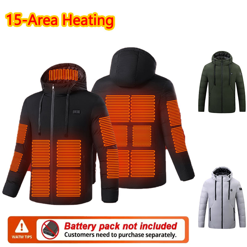 Outdoor Sport Winter Jacket - 15 Bölge Isıtmalı Kışlık Kapüşonlu Ceket