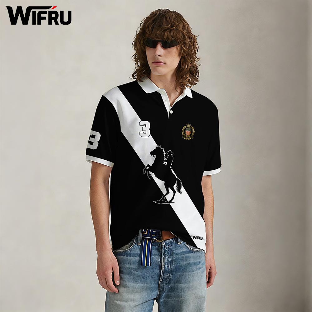 Polo Shirt Equestrian - Yeni Siyah Beyaz Çizgili Polo Gömlek