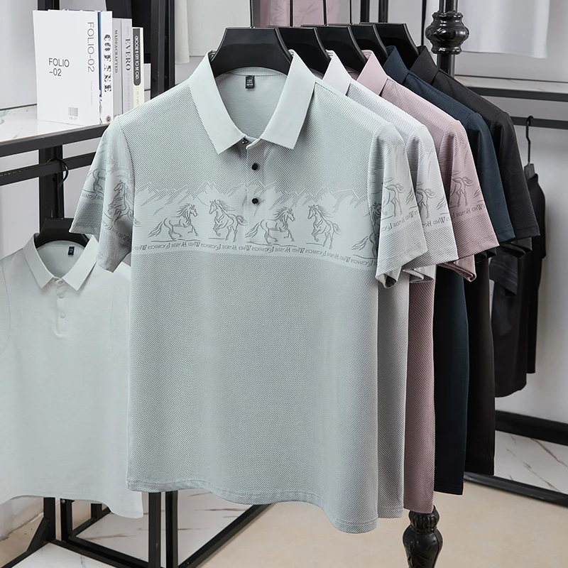 Polo Shirt Equestrian - Erkek yarım göğüslü binicilik desenli polo
